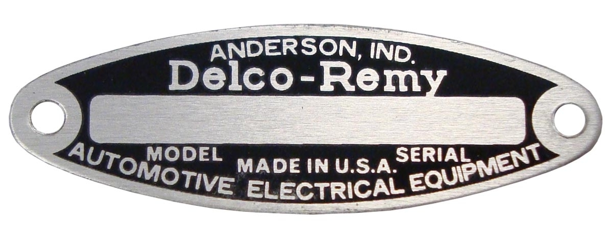 BLANK STARTER / GENERATOR / DISTRIBUTOR TAG FOR 6 VOLT DELCO REMY, WITH 2 RIVETS