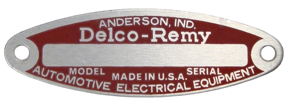 BLANK STARTER / GENERATOR TAG FOR 12 VOLT DELCO REMY, WITH 2 RIVETS
