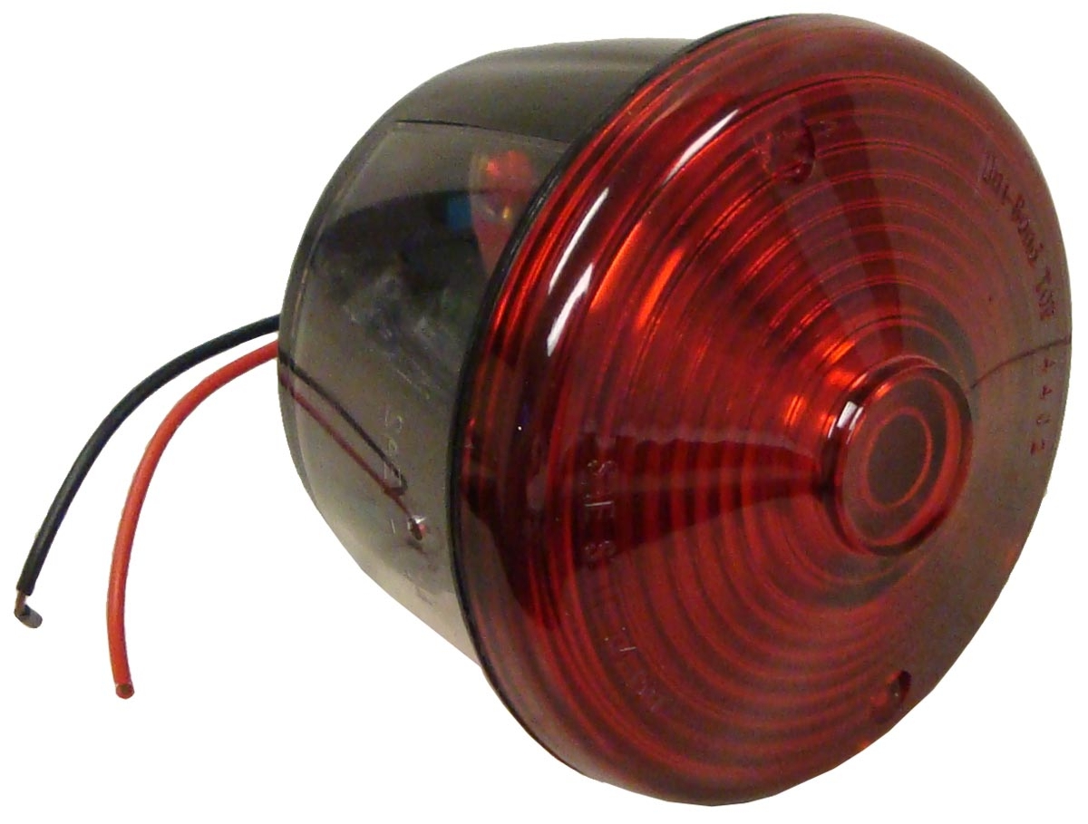 ROUND RED TAIL LIGHT ASSY W/ LICENSE LAMP WINDOW