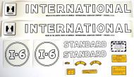 MYLAR DECAL SET 
 SPECIAL ORDER ONLY. ALLOW ONE ADDITIONAL WEEK FOR DELIVERY
CAUTION: INSPECT ALL DECAL PIECES BEFORE APPLYING TO TRACTOR. NO REFUNDS ON MYLAR DECALS IF APPLIED TO SURFACE AND / OR IF DAMAGED. NO REFUNDS ON VINYL CUT DECALS. STORE IN A COOL, DRY PLACE. D 
 International Applications: IH I6 (1945-1952)