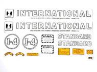 MYLAR DECAL SET 
 SPECIAL ORDER ONLY. ALLOW ONE ADDITIONAL WEEK FOR DELIVERY
CAUTION: INSPECT ALL DECAL PIECES BEFORE APPLYING TO TRACTOR. NO REFUNDS ON MYLAR DECALS IF APPLIED TO SURFACE AND / OR IF DAMAGED. NO REFUNDS ON VINYL CUT DECALS. STORE IN A COOL, DRY PLACE. D 
 International Applications: IH I4 (1945-1952)