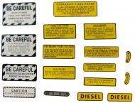 MYLAR MISC DECAL SET -- 17 PIECES 
 SPECIAL ORDER ONLY. ALLOW ONE ADDITIONAL WEEK FOR DELIVERY
CAUTION: INSPECT ALL DECAL PIECES BEFORE APPLYING TO TRACTOR. NO REFUNDS ON MYLAR DECALS IF APPLIED TO SURFACE AND / OR IF DAMAGED. NO REFUNDS ON VINYL CUT DECALS. STORE IN A COOL, DRY PLACE. D 
 International Applications: IH/FARMALL 460 DSL