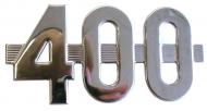 SIDE EMBLEM "400"  STAINLESS STEEL, 6" W X 3-1/8" H, 4" C.C.  International Applications: 400 ROWCROP