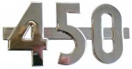 SIDE EMBLEM "450" 
 STAINLESS STEEL, 6" W X 3-1/8" H, 4" C.C. 
 International Applications: 450 ROWCROP
