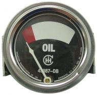 OIL GAUGE W/ STUDS  METAL BASE, GLASS LENS & BLACK FACE IHC & WHITE LETTERS  INCLUDES IH LOGO & PART NUMBER  USA MADE  International Applications: H, M, W, I & O SERIES (1939-1946)  Replacement Part #: IH: 41934DB