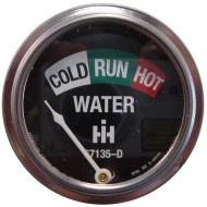 WATER TEMPERATURE GAUGE 
 W/ 19\" LEAD 
 METAL BASE, GLASS LENS & BLACK FACE IHC & WHITE LETTERS 
 INCLUDES IH LOGO & PART NUMBER 
 International Applications: A, SUPER A, SUPER AV, H, SUPER H, W4, M, SUPER M, SUPER MD, SUPER MTA, W6, WD6, W9, WD9, SUPER WD6, SUPER WD9, I SERIES, O SERIES (1947-54) 
 Replacement Part #: 67135D