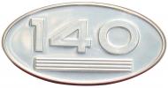 SIDE (OVAL) EMBLEM 
 OVAL METALNUMBER 140 EMBLEM FOR SIDE OF HOOD 
 International Applications: 140 
 Replacement Part #: 369084R1