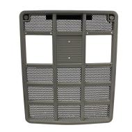 FRONT GRILLE 
 SILVER PLASTIC 
 W/ BLACK METAL SCREEN INSERT 
 16-1/4" WIDE 
 20" TALL 
 International Applications: 354, 364, 454, 464, 574, 674 INDUSTRIALS 2300A, 2400A, 2500A 
 Replacement Part #: 537496R1